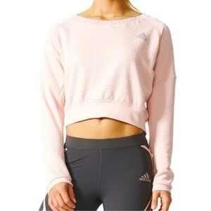 Adidas Soft  Vapor Pink Cropped Textured Sweatshirt Size Small